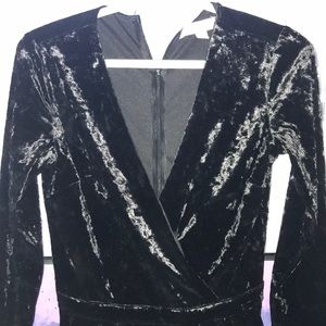 Black velvet long sleeve romper